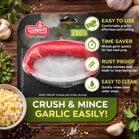 Sugam Smooth Garlic Press | Stainless Steel Blade Garlic Crusher & Mincer | Easy Rocking Garlic Chopper Tool | Rust-Proof Kitchen Gadget (Red)