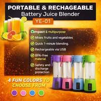 Portable Rechargeable Juice Blender YE-01, USB Electric Mini Juicer Cup 380ml, 2000mAh Battery, Personal Smoothie Maker with Stainless Steel Blades for Travel, Gym & Kitchen