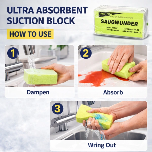 Saugwunder Magic Sponge Block Multi-Purpose Cleaning Eraser | Removes Tough Stains, Grease & Marks | Kitchen, Bathroom, Tiles & Walls | Reusable Eco-Friendly Cleaning Sponge