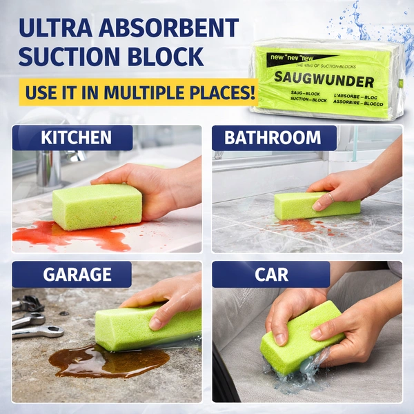 Saugwunder Magic Sponge Block Multi-Purpose Cleaning Eraser | Removes Tough Stains, Grease & Marks | Kitchen, Bathroom, Tiles & Walls | Reusable Eco-Friendly Cleaning Sponge