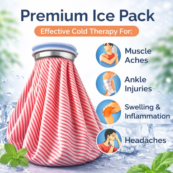 Premium Reusable Cold Therapy Ice Bag 9-inch – Leak-Proof Pain Relief Pack for Injuries, Swelling, Headache & Muscle Recovery (Red Stripe Design)