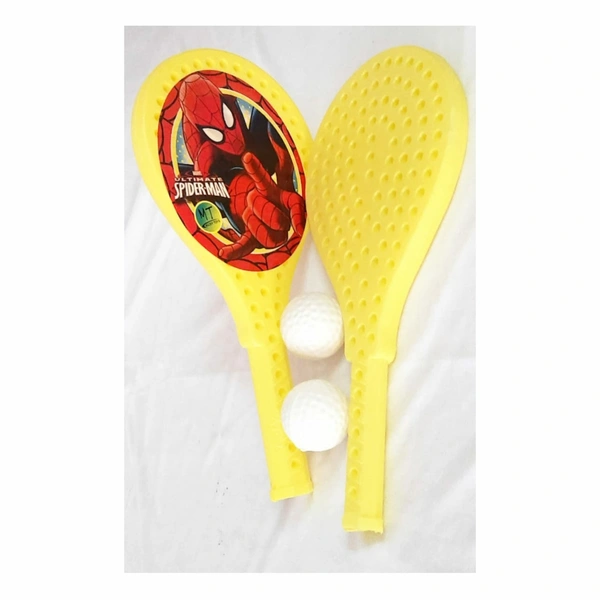 Marvel Ultimate Spider-Man Plastic Table Tennis Badminton Racket Set With 2 Balls For Kids/Toddler (Small Size) - 0