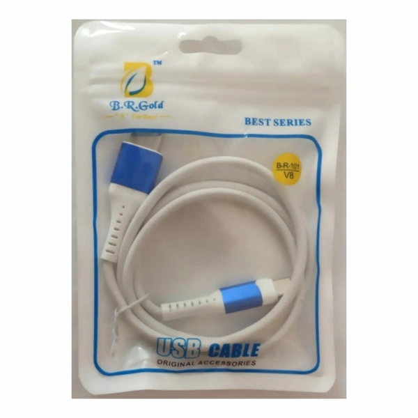 USB Charging Cable For Mobile charging/Data Transferring Cable - Blue & White - 0