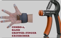 PRO365 Combo of 1 Adjustable Hand Gripper and 2 Finger Gripper Multi Tension 6 Months Warranty Strengthener for Gym Workout Hand Exercise EquipmentColourHand & Finger GripperMaterialSilicone, Plastic Lock Plates, Nylon Velcro Strap | MetalBrandPRO365StyleParent-FingerGrip&NewHandGripTension Level60 LbsProduct Dimensions16L x 10W CentimetersHand Extension Exerciser: Our PRO365 finge - Black, 4cm