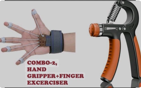 PRO365 Combo of 1 Adjustable Hand Gripper and 2 Finger Gripper Multi Tension 6 Months Warranty Strengthener for Gym Workout Hand Exercise EquipmentColourHand & Finger GripperMaterialSilicone, Plastic Lock Plates, Nylon Velcro Strap | MetalBrandPRO365StyleParent-FingerGrip&NewHandGripTension Level60 LbsProduct Dimensions16L x 10W CentimetersHand Extension Exerciser: Our PRO365 finge - Black, 4cm