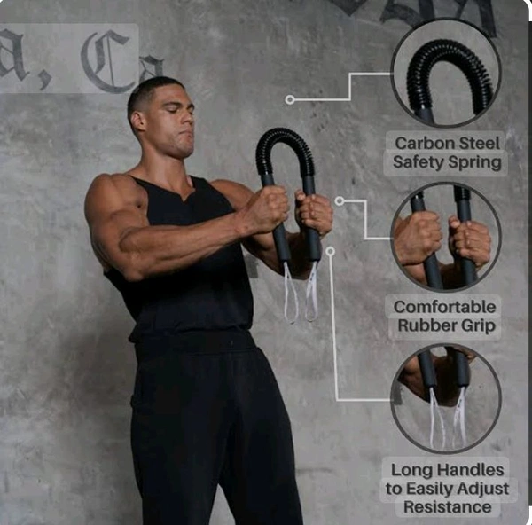 Power Twister Bar |20kg- Upper Body Exercise for Chest, Shoulder, Forearm, Bicep and Arm Strengthener | arm Exercise Equipment | arm Strength Equipment | Hand Gripper - Black, 60 Cm