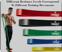 Resistance Bands Set for Men and Women, Pack of 5 Different Levels Elastic Band for Home Gym Long Exercise Workout – Great Fitness Equipment for Training, Yoga – Free Carrying Bag - Black, 70 Cm