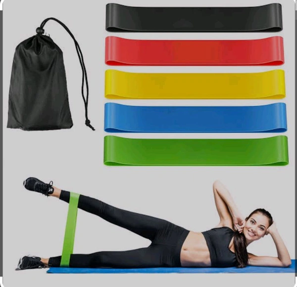 Resistance Bands Set for Men and Women, Pack of 5 Different Levels Elastic Band for Home Gym Long Exercise Workout – Great Fitness Equipment for Training, Yoga – Free Carrying Bag - Black, 70 Cm