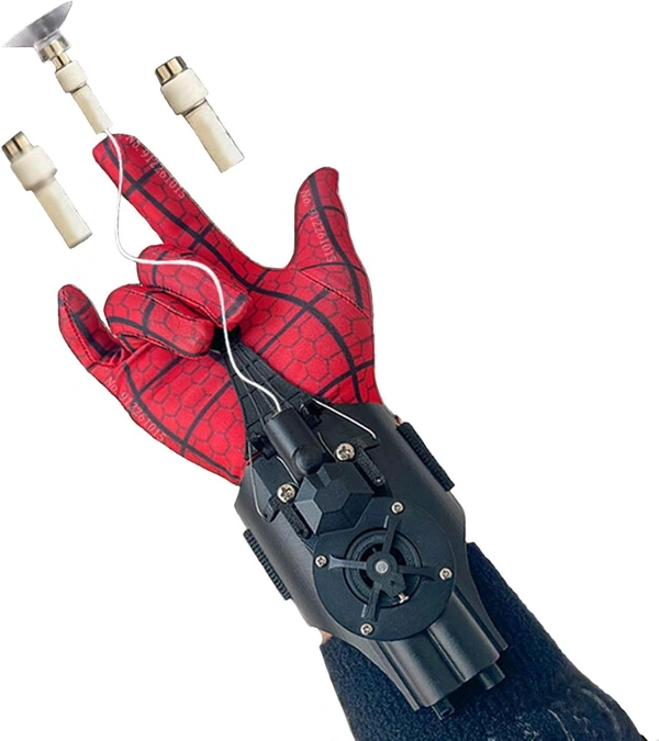 Spider Web Shooters Toy for Kids - Cool Spider Web Launcher Wrist Bracers - Fun Gift for Christmas Birthday, Electric Reel-in String Shooter - Real Silk Superhero Role-Play - Ideal for Men and Kids - Red, 8 Cm