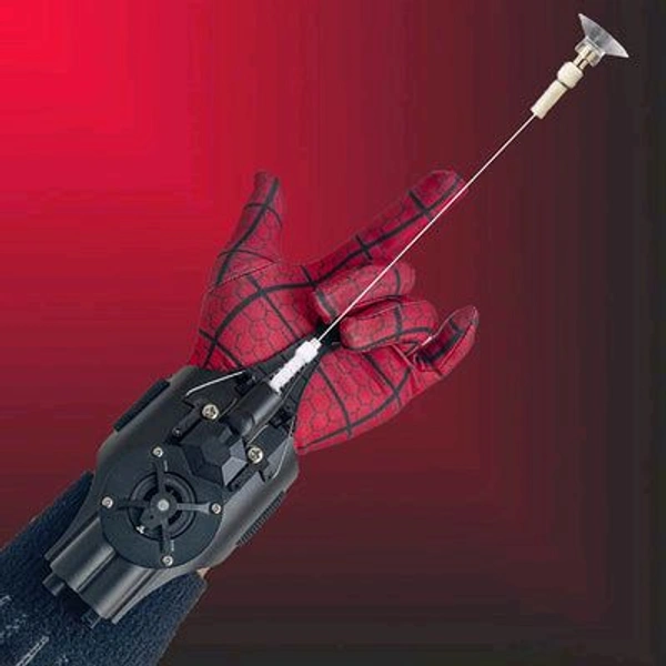 Spider Web Shooters Toy for Kids - Cool Spider Web Launcher Wrist Bracers - Fun Gift for Christmas Birthday, Electric Reel-in String Shooter - Real Silk Superhero Role-Play - Ideal for Men and Kids - Red, 8 Cm