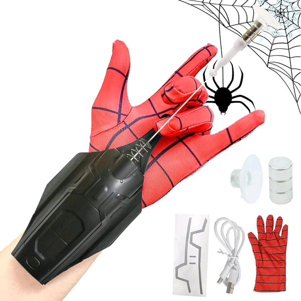 Spider Web Shooters Toy for Kids - Cool Spider Web Launcher Wrist Bracers - Fun Gift for Christmas Birthday, Electric Reel-in String Shooter - Real Silk Superhero Role-Play - Ideal for Men and Kids - Red, 8 Cm