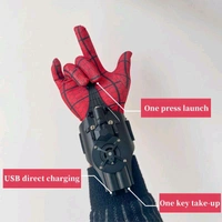 Spider Web Shooters Toy for Kids - Cool Spider Web Launcher Wrist Bracers - Fun Gift for Christmas Birthday, Electric Reel-in String Shooter - Real Silk Superhero Role-Play - Ideal for Men and Kids - Red, 8 Cm