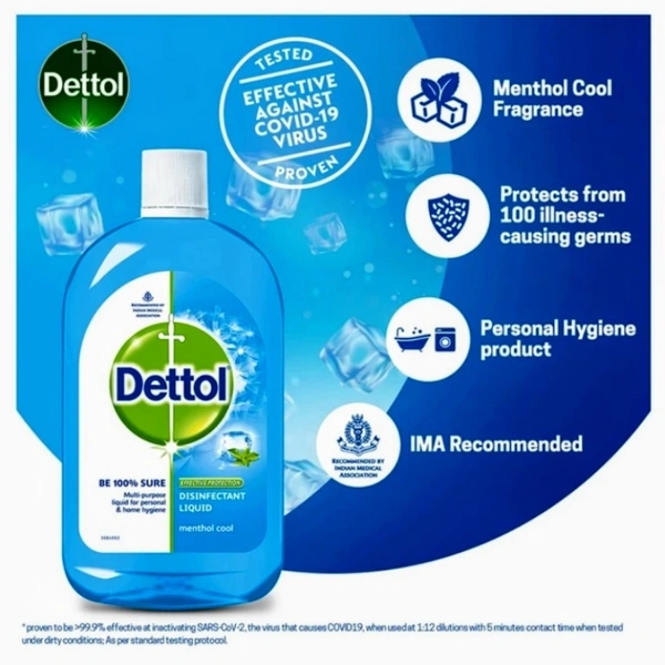 Dettol Multi Use Antiseptic Liquid - Blue, 500 ml , Menthol