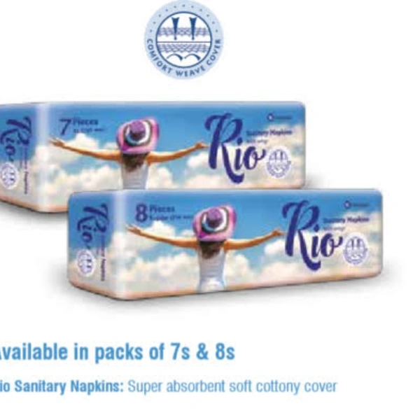 Rio Sanitary Pads Regular 7 pieces  - plastic, Regular, Disposable