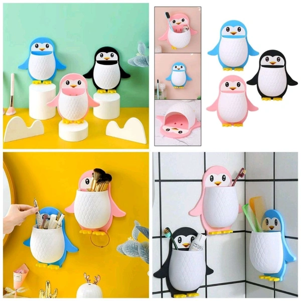 Self Adhesive Penguin Toothbrush & Multipurpose Holder