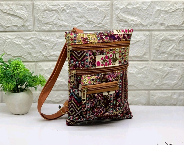 Ikkat Design sling Bag For Women And Girls