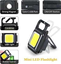 COB Keychain Rechargeable Light - Black