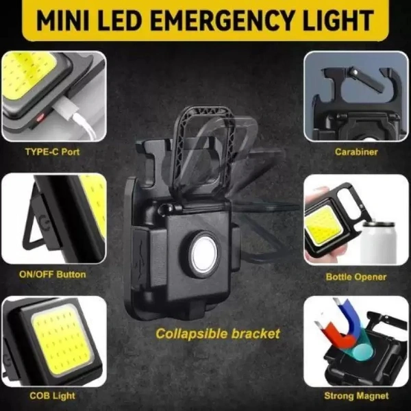COB Keychain Rechargeable Light - Black