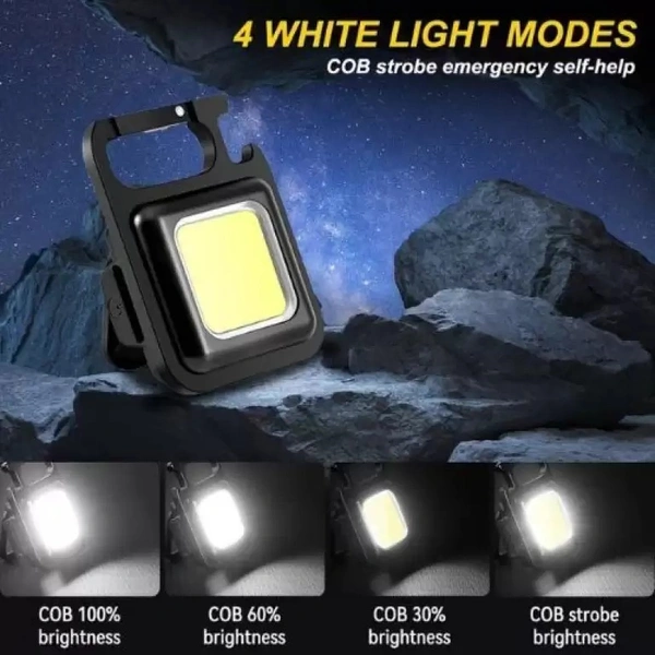 COB Keychain Rechargeable Light - Black