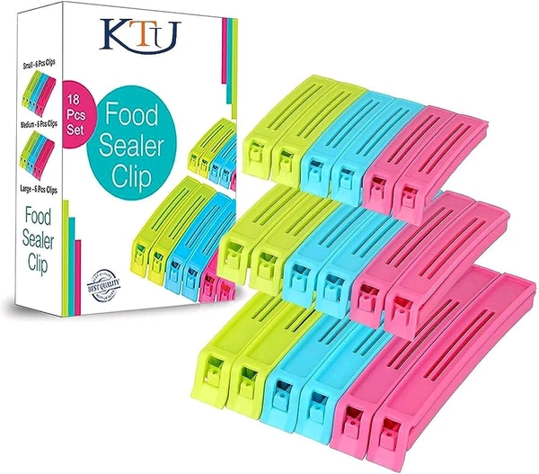 Packet Sealing Clips 3 Sizes X 6 (18 Pcs)