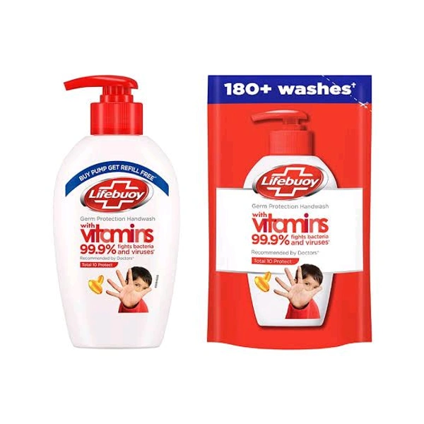 LIFEBUOY TOTAL 10PROTECT HAND WASH+ 185ML FREE