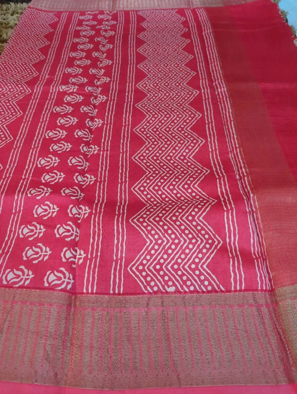 Pure Chanderi Digital  - Wild Watermelon 22