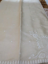 Mushru Tusser Embroidery  - Bone