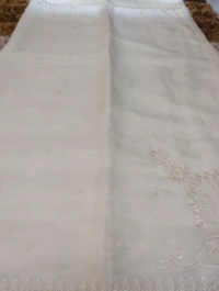 Mushru Tusser Embroidery  - White