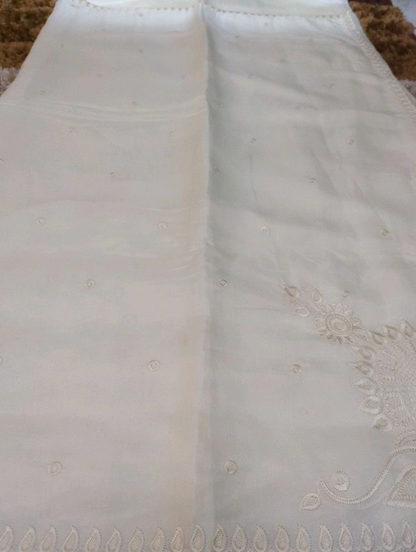 Mushru Tusser Embroidery  - White