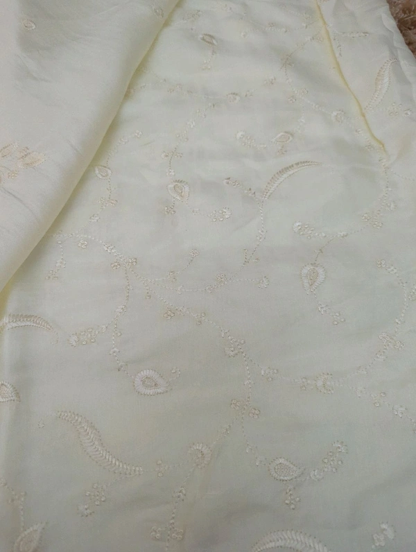 Mushru Tusser Embroidery  - White