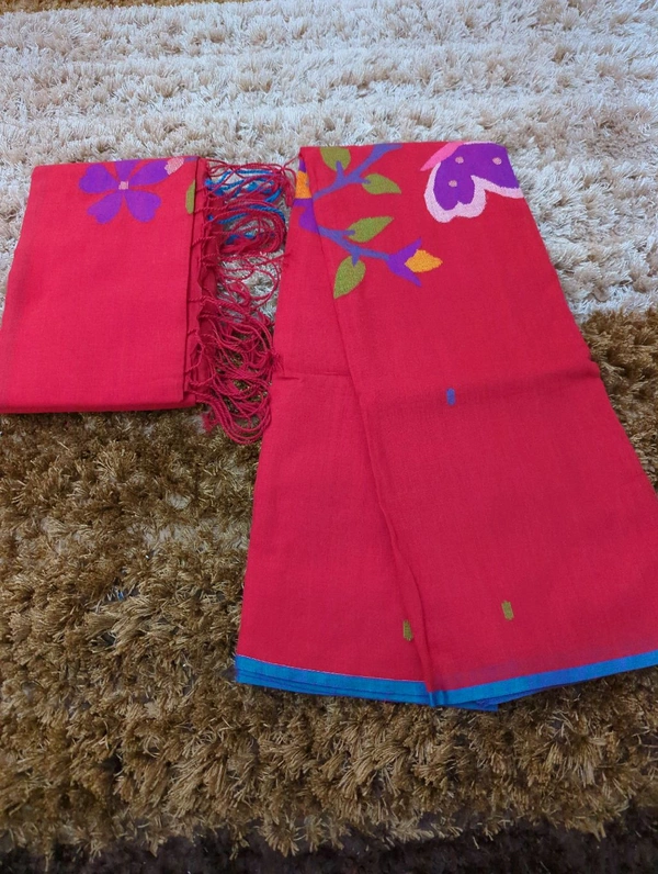 Pure Cotton Jamdhani Suit - Red 13