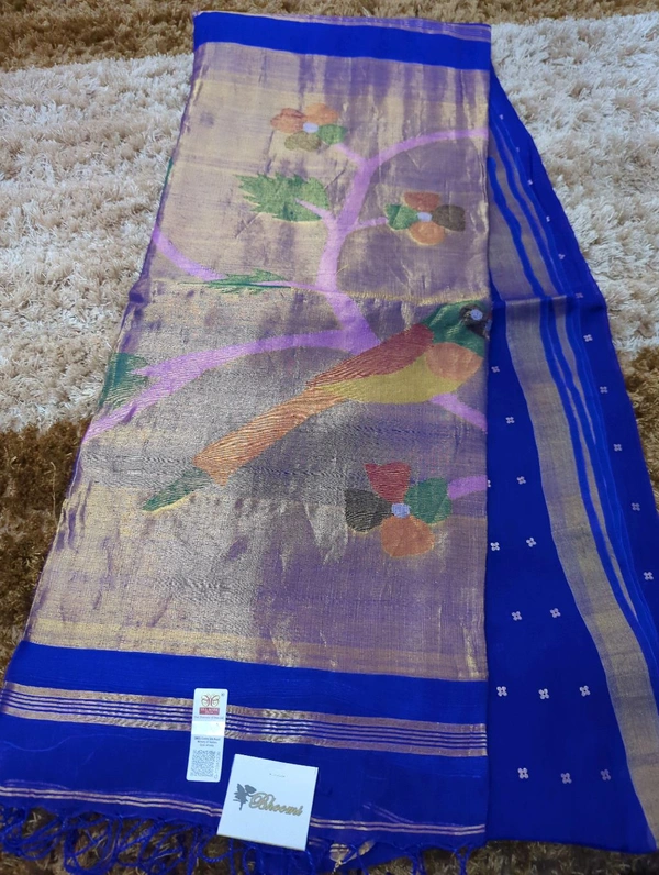 Pure Handloom Muslin Pythani - Blue