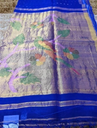 Pure Handloom Muslin Pythani - Blue