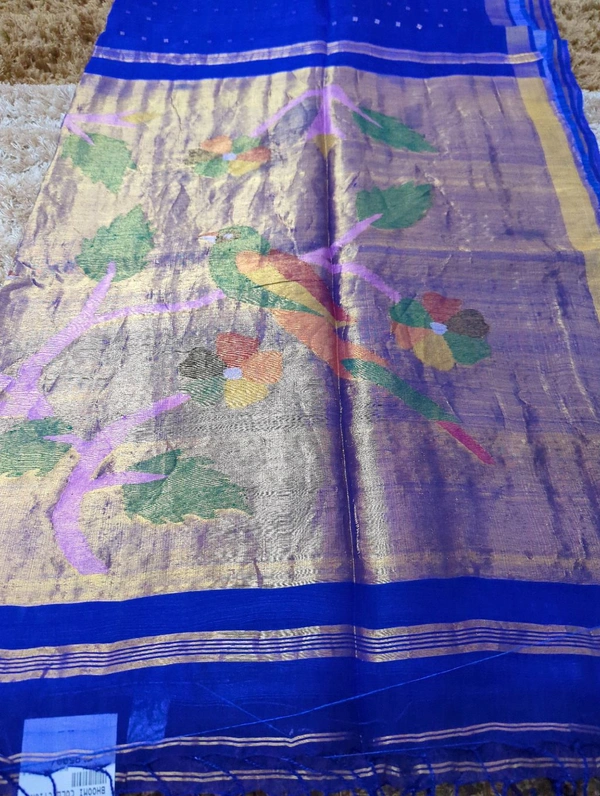 Pure Handloom Muslin Pythani - Blue