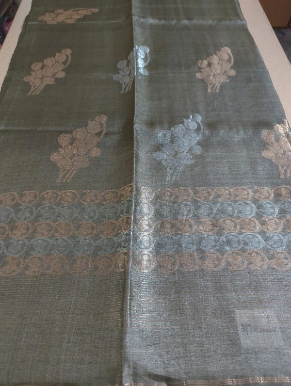 Pure Handloom Tusser Jamdhani - Gray