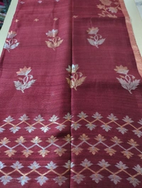 Pure Handloom Matka Designer  - Maroon
