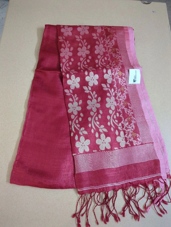 Pure Handloom Tusser Jamdhani  - red