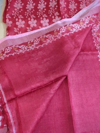 Pure Handloom Tusser Jamdhani  - red