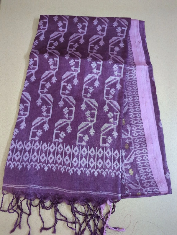 Pure Handloom Tusser Jamdhani  - Purple