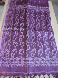 Pure Handloom Tusser Jamdhani  - Purple