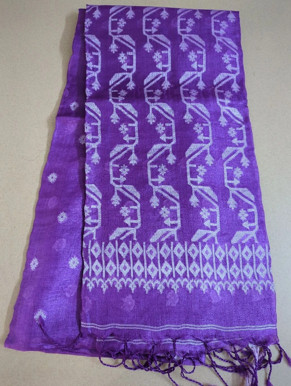 Pure Handloom Tusser Jamdhani  - violet