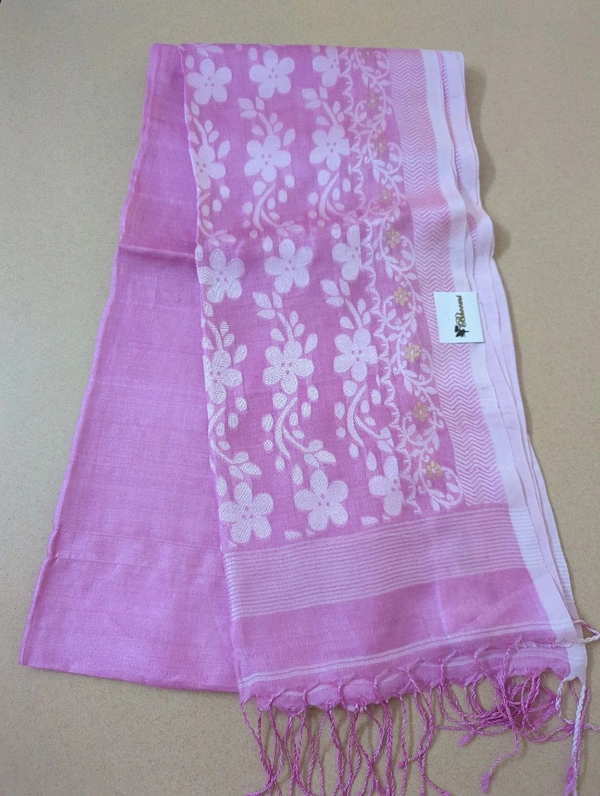 Pure Handloom Tusser Jamdhani  - Lavender Rose