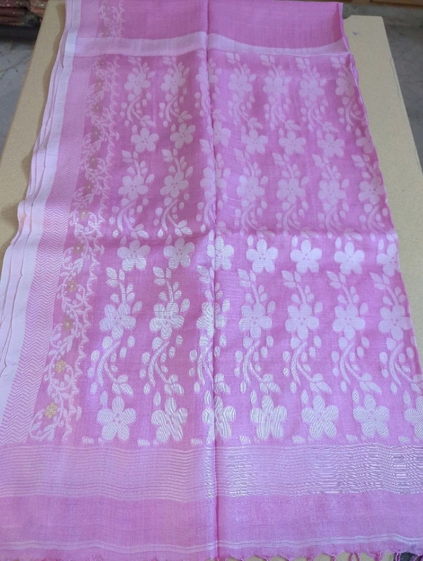 Pure Handloom Tusser Jamdhani  - Lavender Rose
