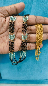 Gold Copy Black Beads With Real Manulu - Mint Green, 20 Inches, 1 Week