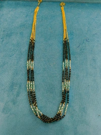 Gold Copy Black Beads With Real Manulu - Mint Green, 20 Inches, 1 Week