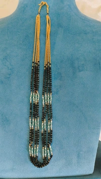 Gold Copy Black Beads With Real Manulu - Mint Green, 20 Inches, 1 Week