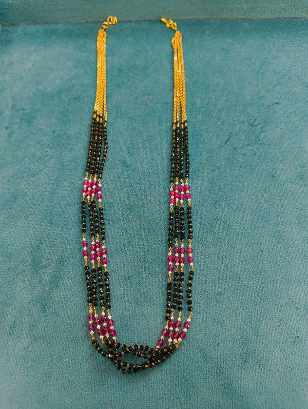 Gold Copy Black Beads With Real Manulu - pink, 20 Inches, 1 Week