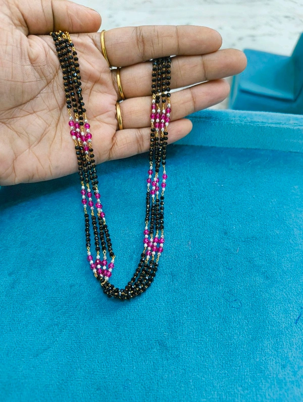 Gold Copy Black Beads With Real Manulu - pink, 20 Inches, 1 Week