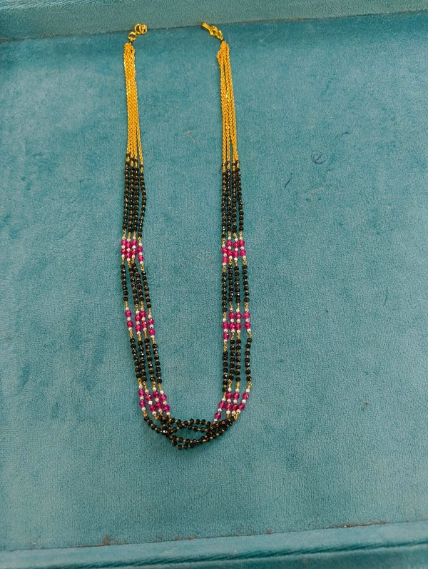 Gold Copy Black Beads With Real Manulu - pink, 20 Inches, 1 Week