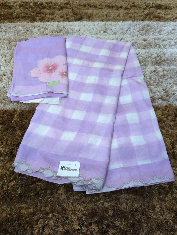 Pure Handloom Mangalagiri Pattu With Patch Work - White 6